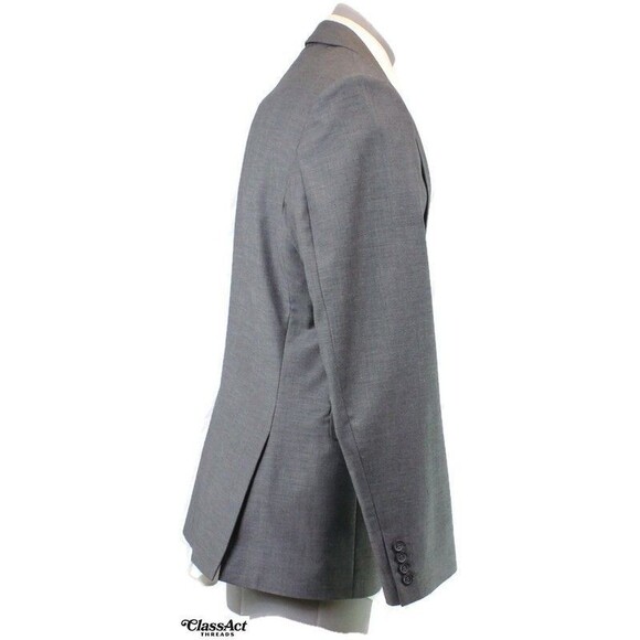H&M 2 Piece Suit Mens Regular Fit Gray Polyester Blend 42R Flat Fronts 36" Waist - Picture 7 of 10